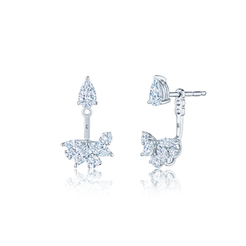 Kwiat Front-Back Small Earrings with Diamond Clusters