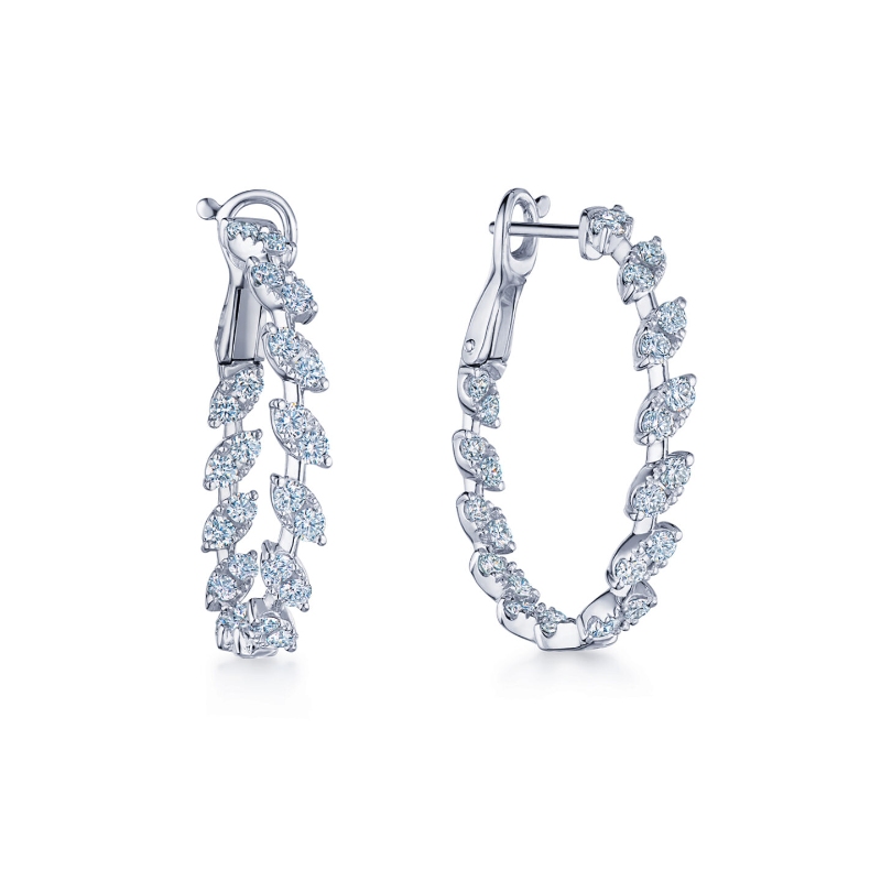 Kwiat Sunburst Marquise Diamond Hoop Earrings