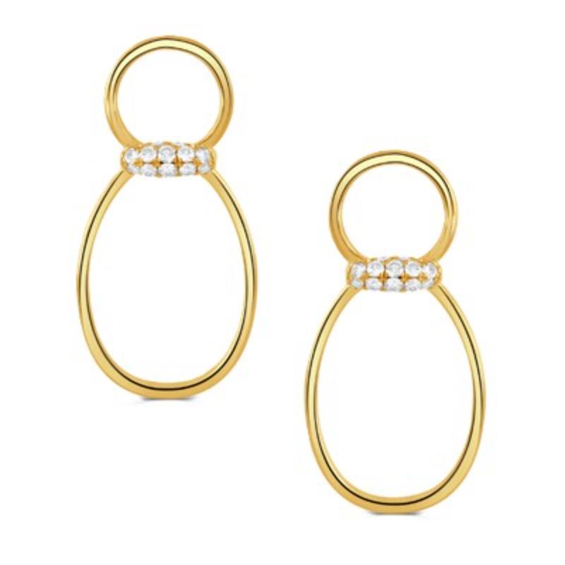 18K Yellow Gold All Diamond Fashion Drop Earrings