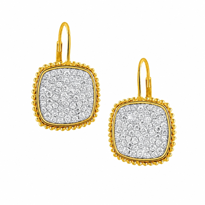 18K Yellow Gold Byzantine Diamond Drop Earrings