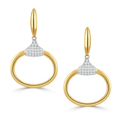 18K Yellow and White Gold Drop Earrings
