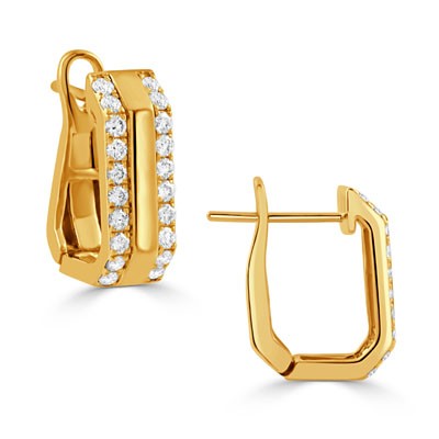 18K Yellow Gold All Diamond Fashion Hoop Earrings