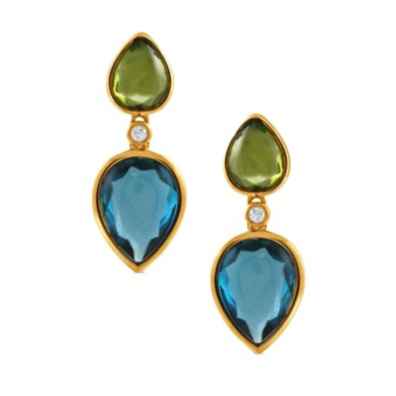 18K Yellow Gold Peridot Drop Earrings