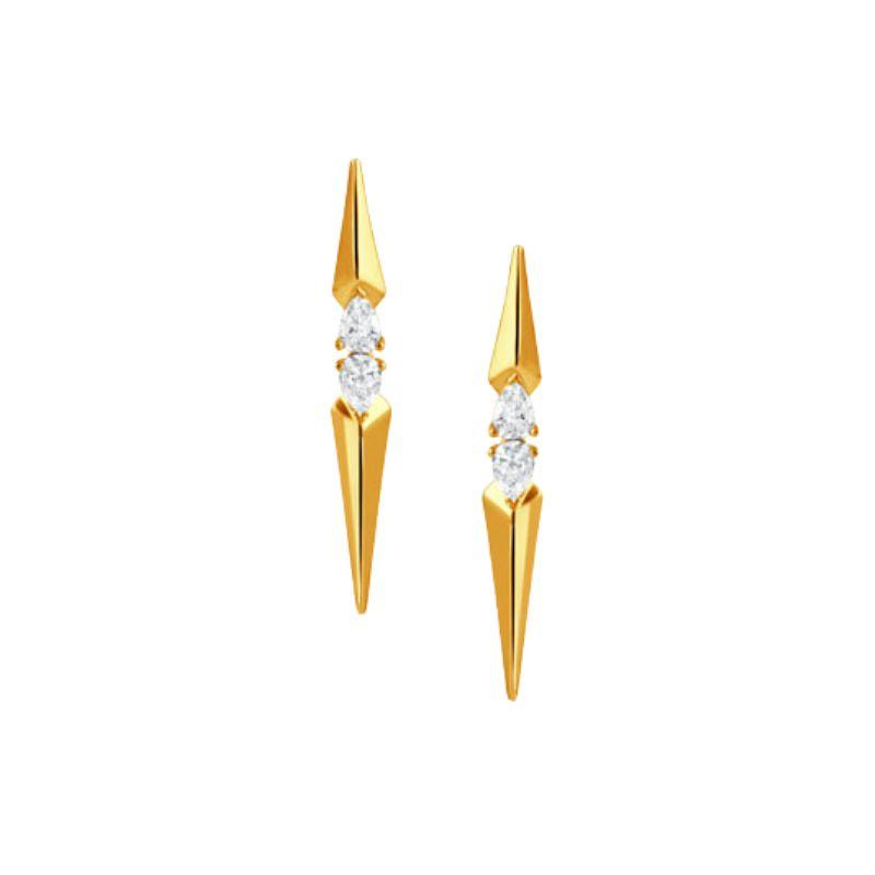 18K Yellow Gold All Diamond Fashion Drop Earrings
