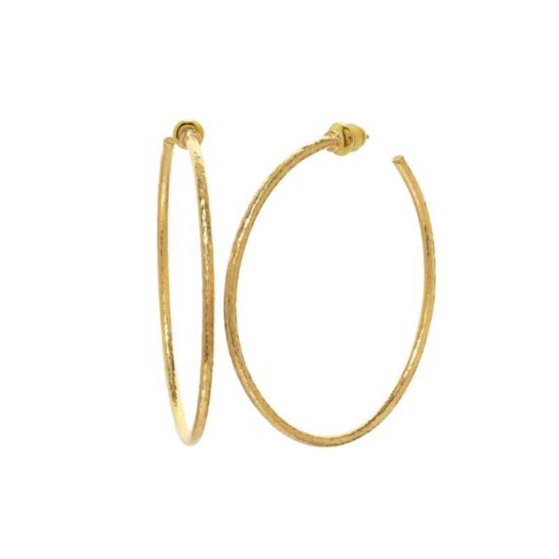 Gurhan 24K Yellow Gold Vertigo 65Mm Hammered Hoop Earrings