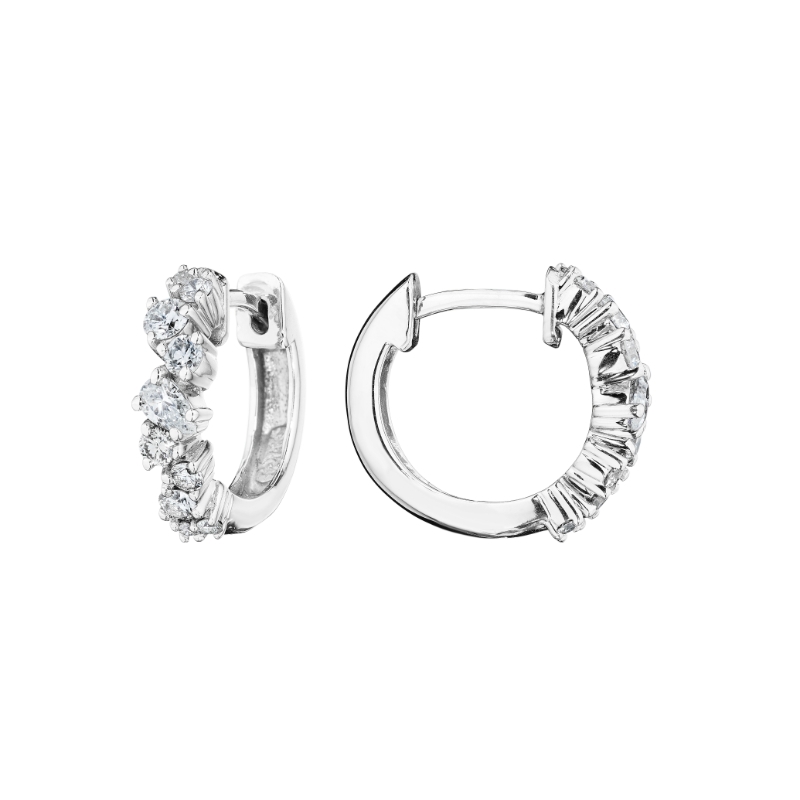 Penny Preville 18K White Gold Rhodium Plated 14Mm Stardust Hoop Earrings