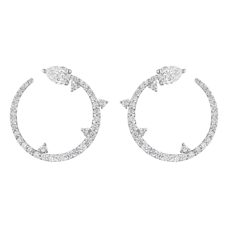 Penny Preville 18K White Gold Rhodium Plated Forward Hoop Earrings