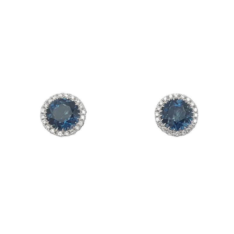 Doves 18K White Gold London Blue Stud Earrings