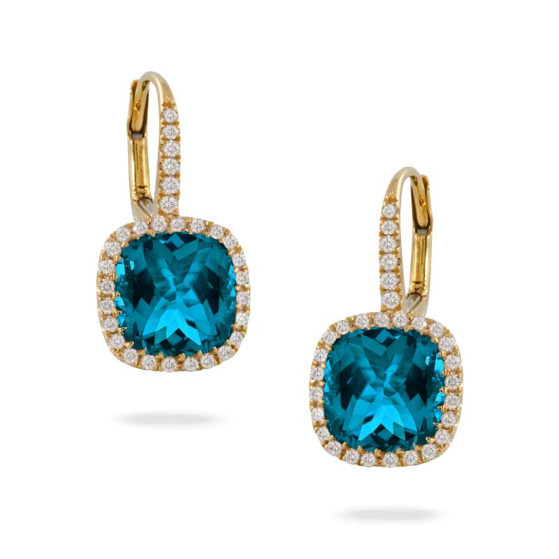 Doves London 18K Yellow Gold Blue 20x11mm Drop Earrings