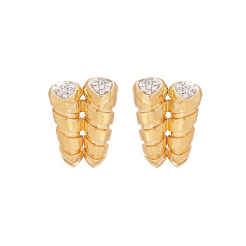 18K Yellow Gold Trisolina Double Earrings