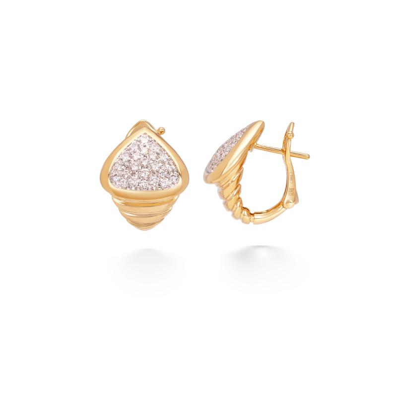 18K Yellow Gold Trisola Pave Earrings