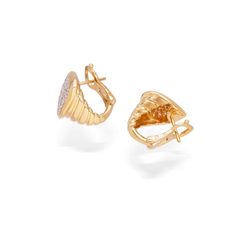 18K Yellow Gold Trisola Pave Earrings
