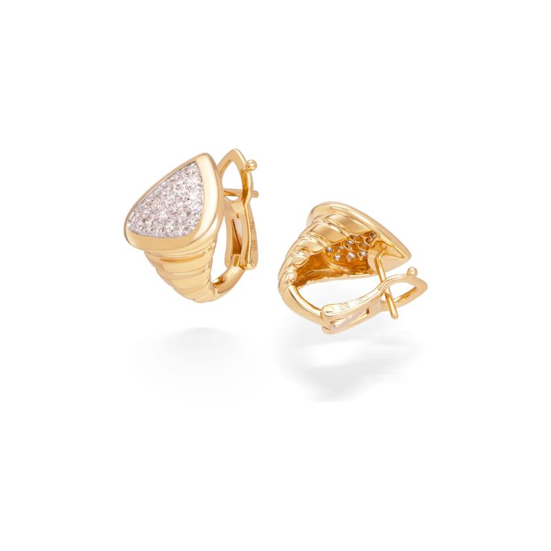 18K Yellow Gold Trisola Pave Earrings