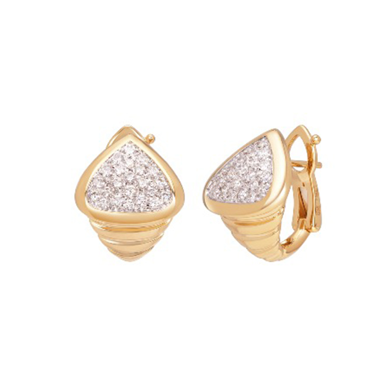 18K Yellow Gold Trisola Pave Earrings