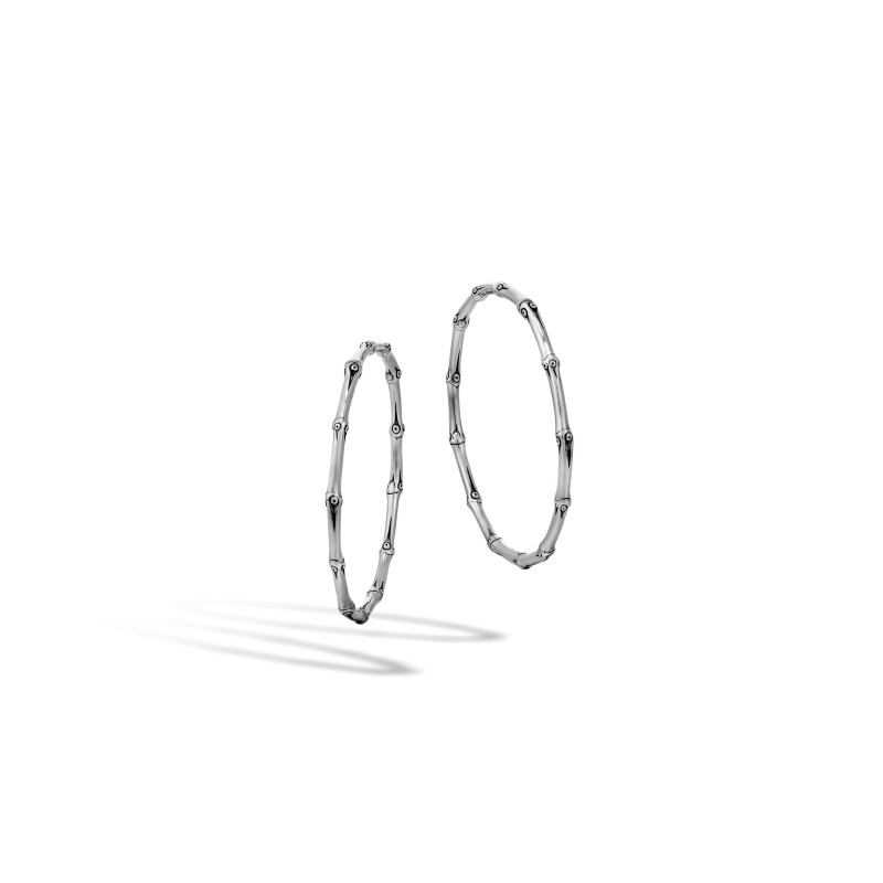 John Hardy sterling silver Bamboo large hoop earrings, 52mm hoop earrings