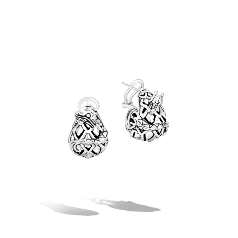 John Hardy sterling silver Legends Naga Buddha belly earrings, 20.5x15mm