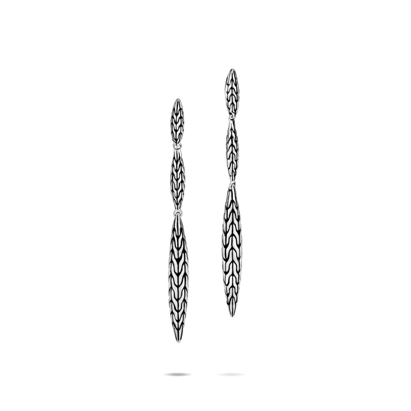 John Hardy sterling silver Classic Chain small spear linear drop earrings, 57mm earrings