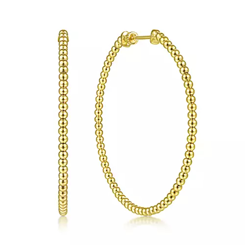 Gabriel & Co 18K Yellow Gold Bujukan 50mm Classic Beaded Hoop Earrings