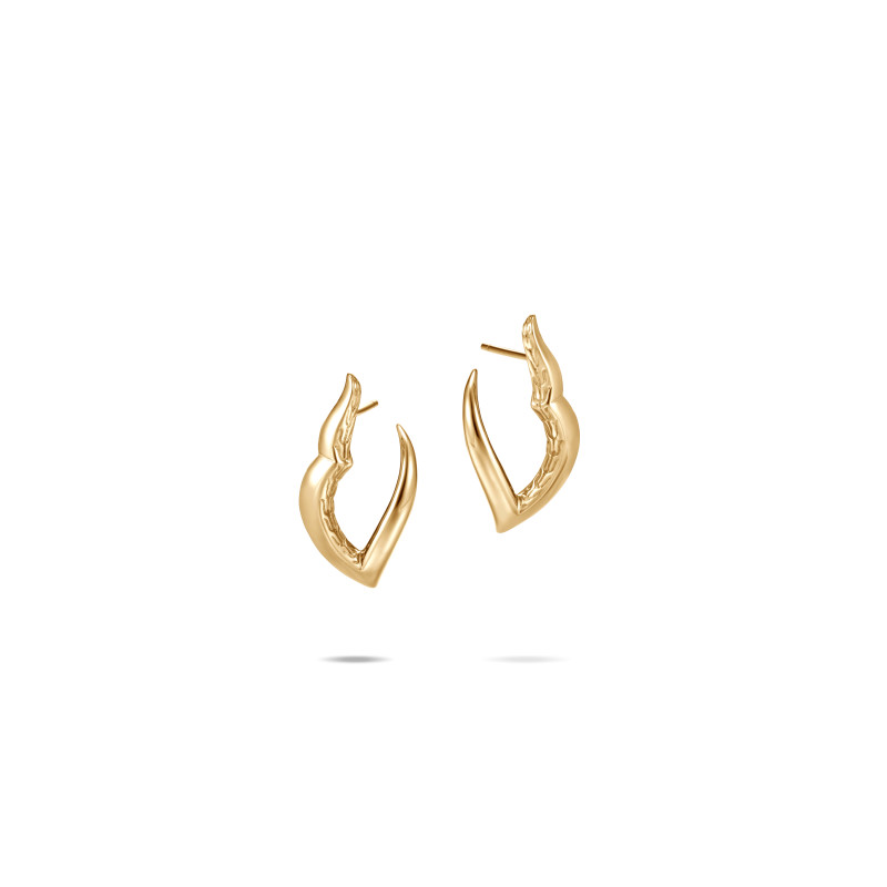 John Hardy 18k yellow gold Lahar hoop earrings, 28.5x14mm