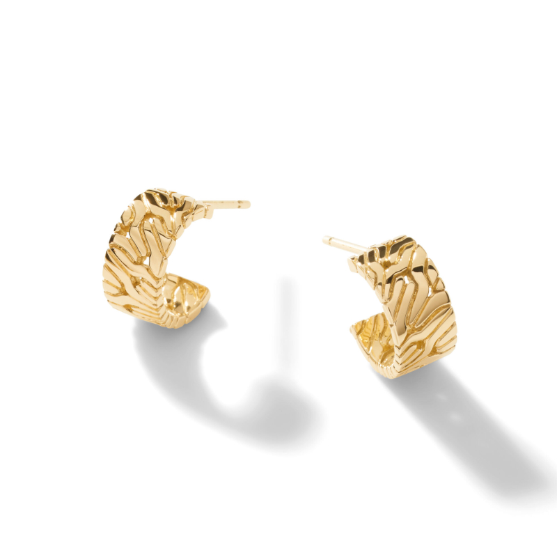 18K Yellow Gold Classic Chain Hoop Earrings