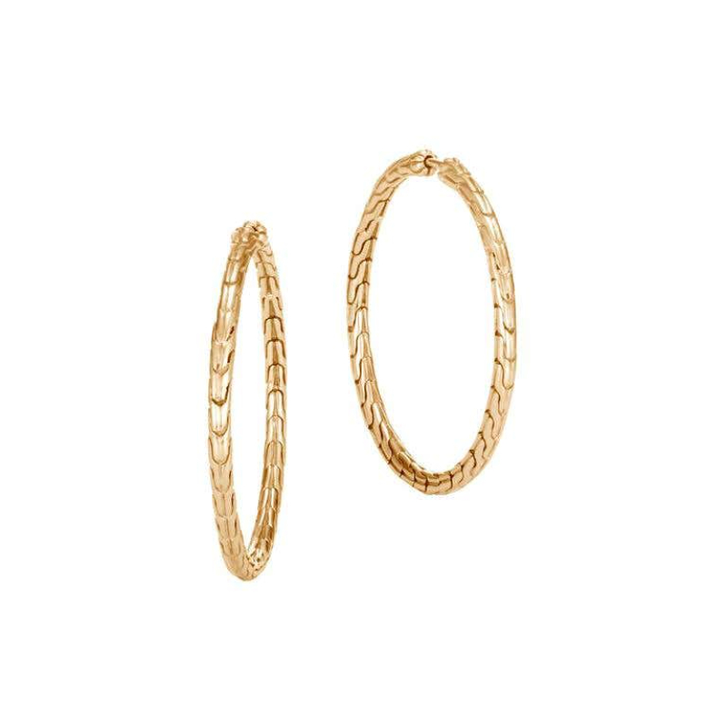 18K Yellow Gold Classic Chain Medium Hoop Earrings