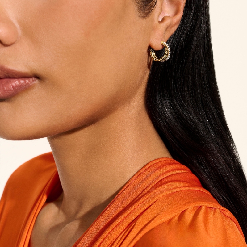 Essential Pave Crossover Hoop Earring
