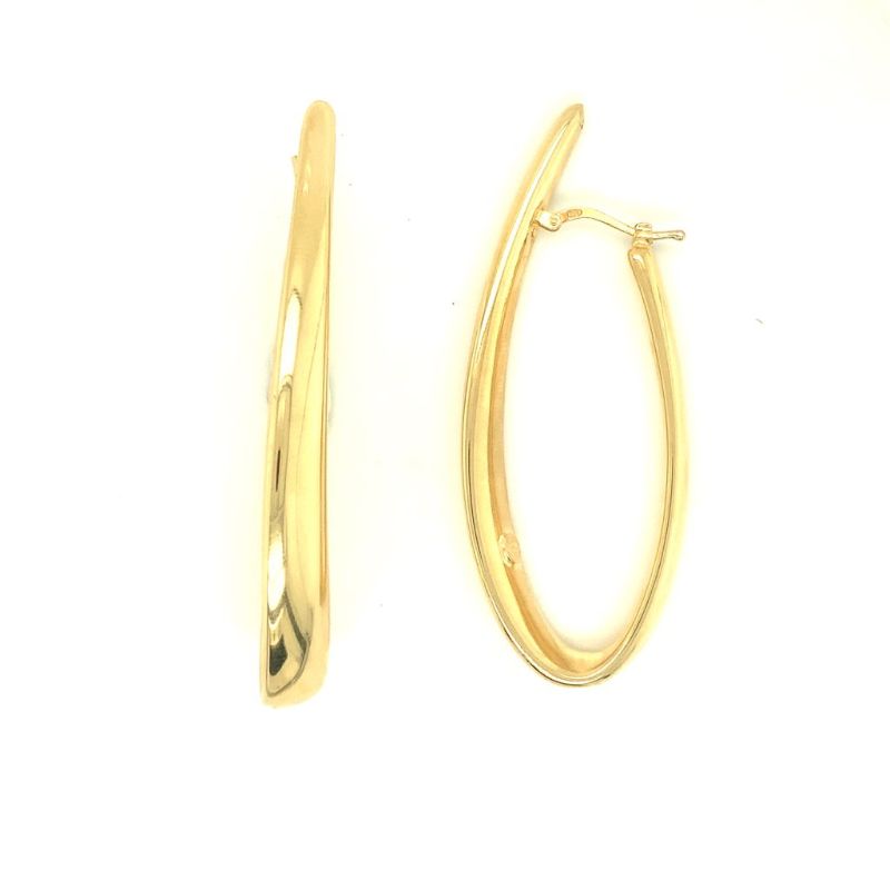 Lisa Nik 18k yellow gold Golden Dreams elongated curved hoop earrings
