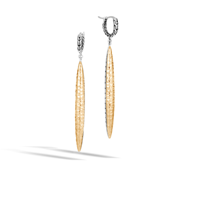 Classic Chain Drop Earring in Silver and Hammered 18K Gold