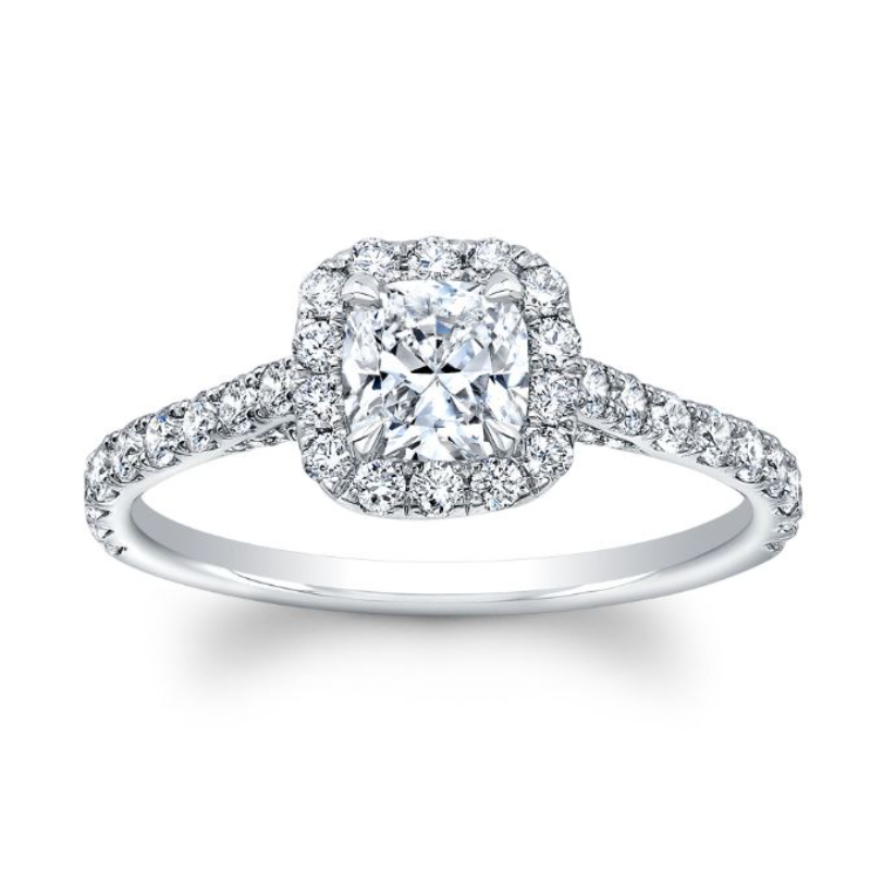 Norman Silverman 18K White Gold Diamond Halo Engagement Ring