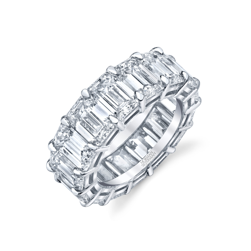 Norman Silverman Platinum Emerald Cut Diamond Eternity Band