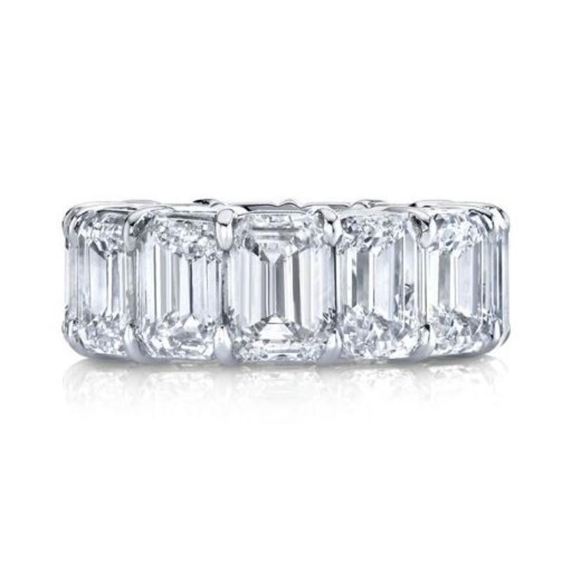 Norman Silverman Platinum Emerald Cut Diamond Eternity Band