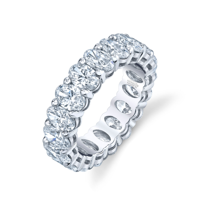 Norman Silverman Platinum Oval Cut Diamond Eternity Band