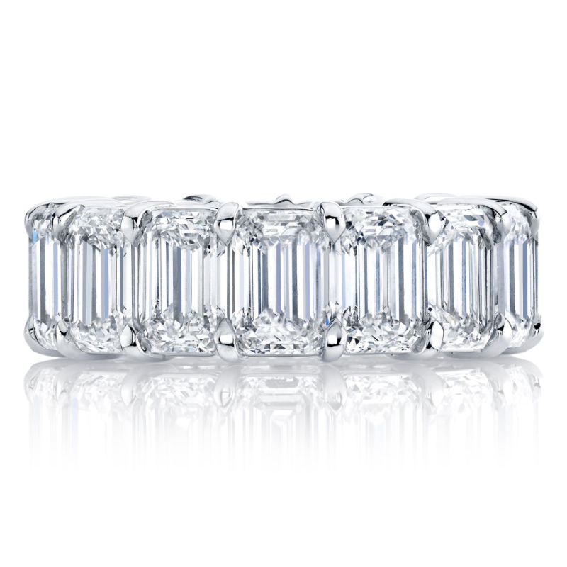 Norman Silverman Platinum Emerald Cut Diamond Eternity Band