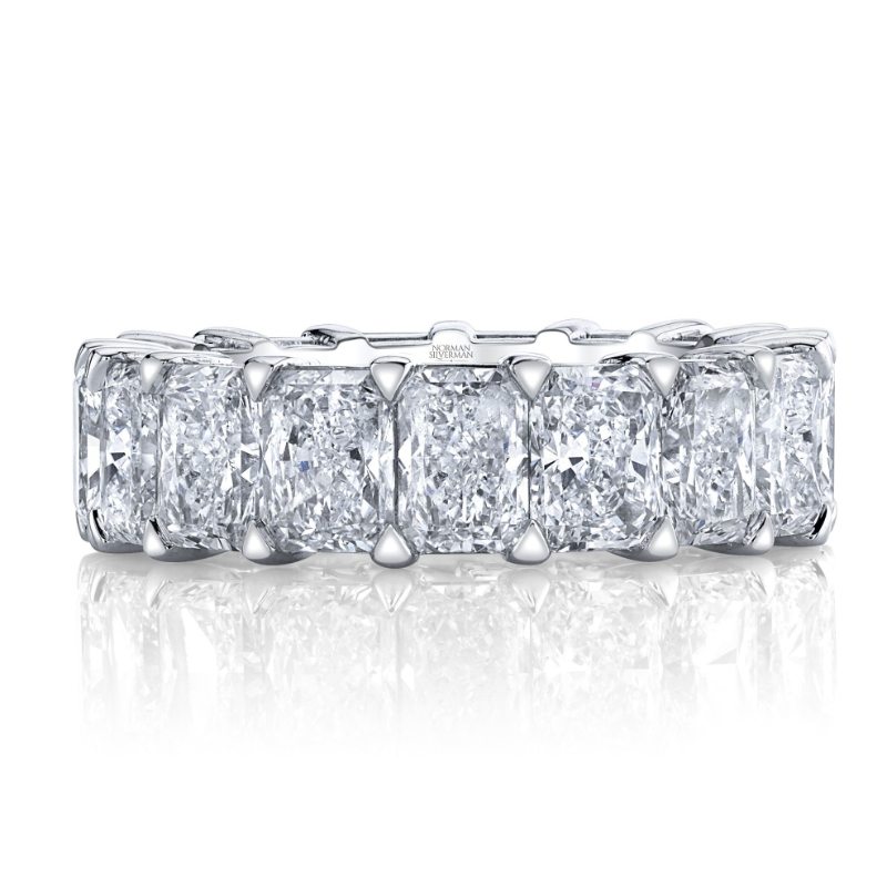 Norman Silverman Platinum Radiant Cut Diamond Eternity Band