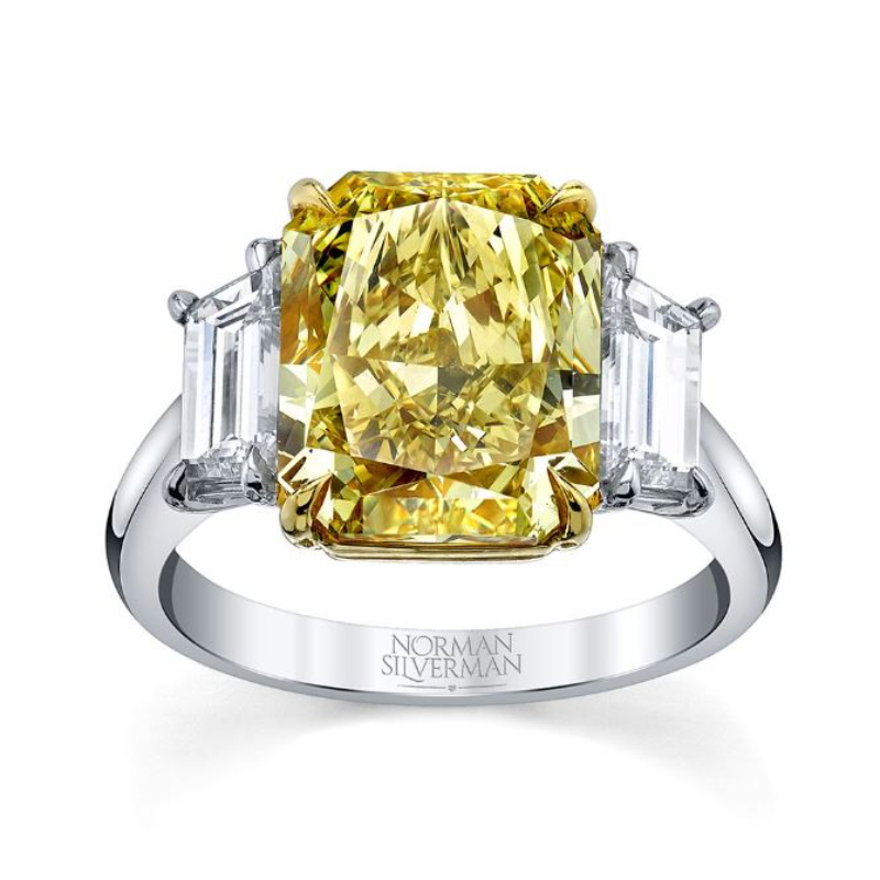 Norman Silverman Platinum And 18K Yellow Gold Yellow And White Diamond Ring