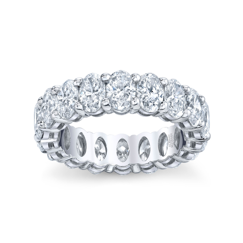 Norman Silverman Platinum Oval Cut Diamond Eternity Band