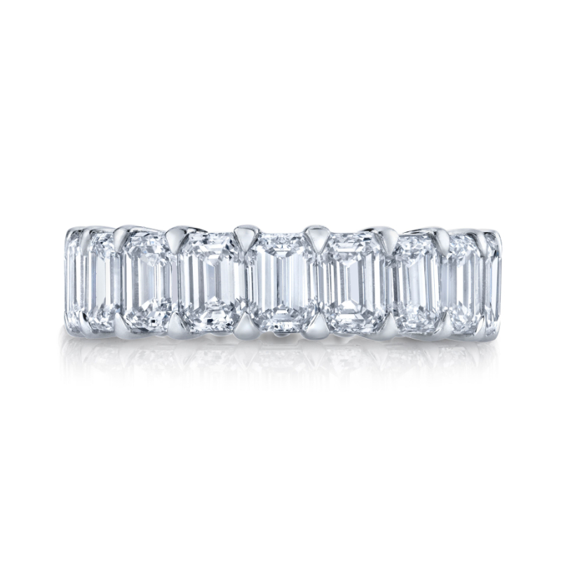 Norman Silverman Platinum Emerald Cut Diamond Eternity Band