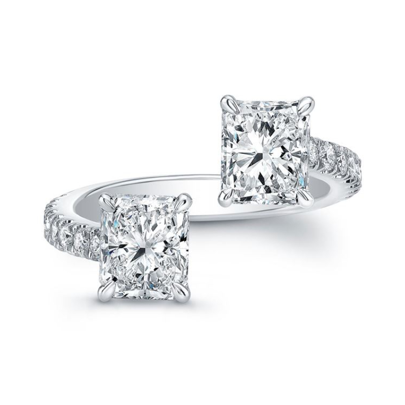 Norman Silverman 18K White Gold Rhodium Plated Diamond Bypass Ring