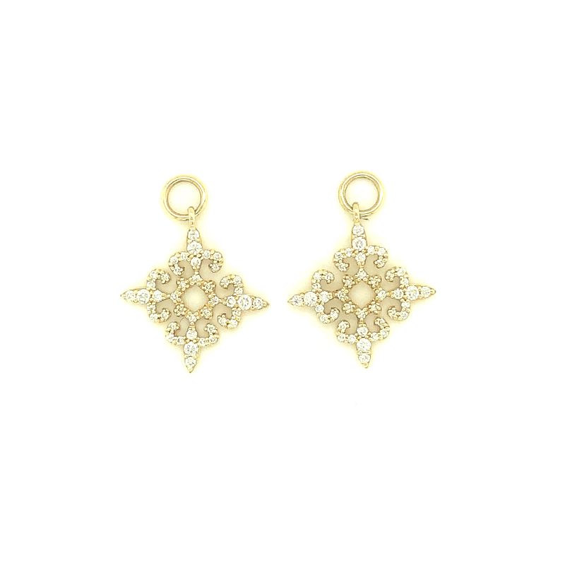 Lisa Nik 18k yellow gold Sparkle 4 way fleur de lis detachable ear ...