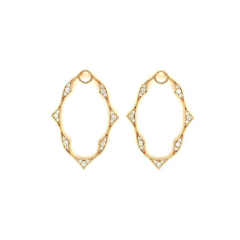 Lisa Nik 18k rose gold marquise shape detachable frame drops with diamonds weighing 0.46 carat total weight