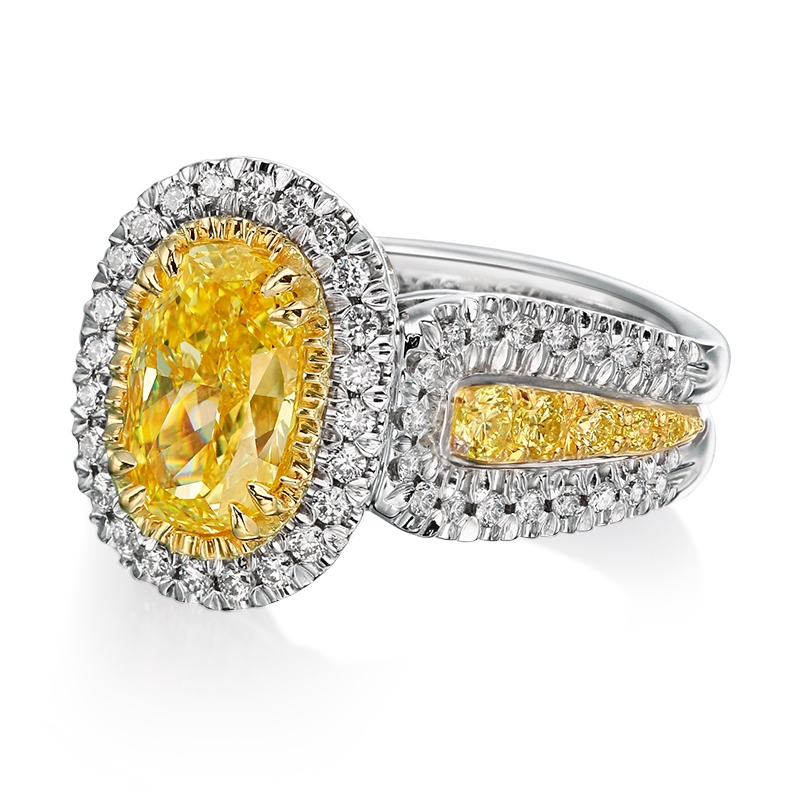 Christopher Designs 18K Yellow And White Rhodium Plated Gold Diamond Ring