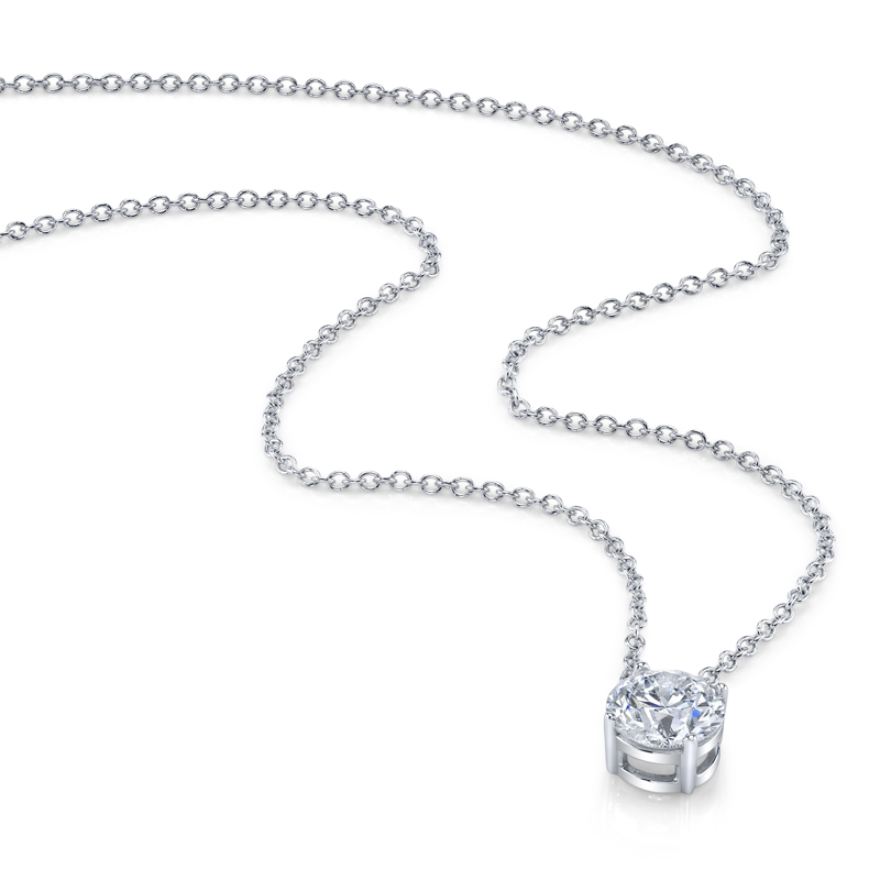 Bachendorf's 18K white gold rhodium plated floating diamond solitaire pendant