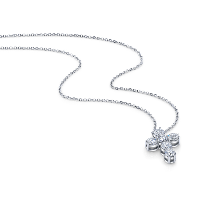 Bachendorf's 18K white gold rhodium plated large diamond cross pendant