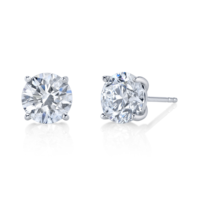 Bachendorf's 14K White Gold Rhodium Plated Diamond Stud Earrings