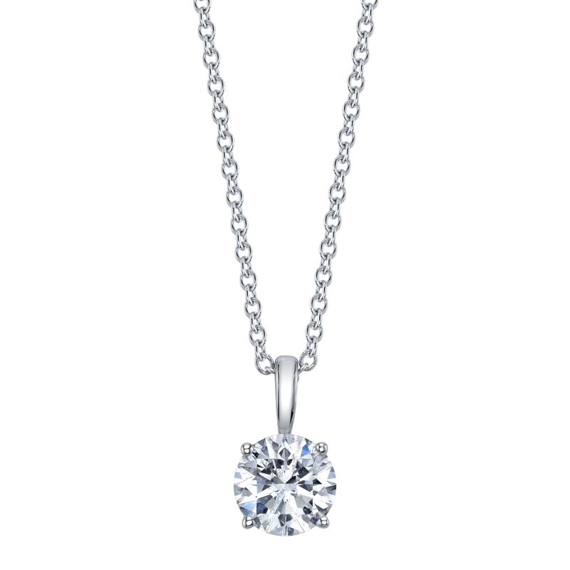 Bachendorf's 18K white gold rhodium plated diamond solitaire pendant