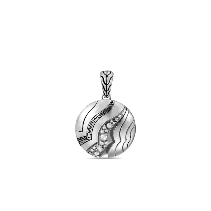 Lahar Silver White Diamond (0.04ct) and Grey Diamond (0.77ct) Round Pendant