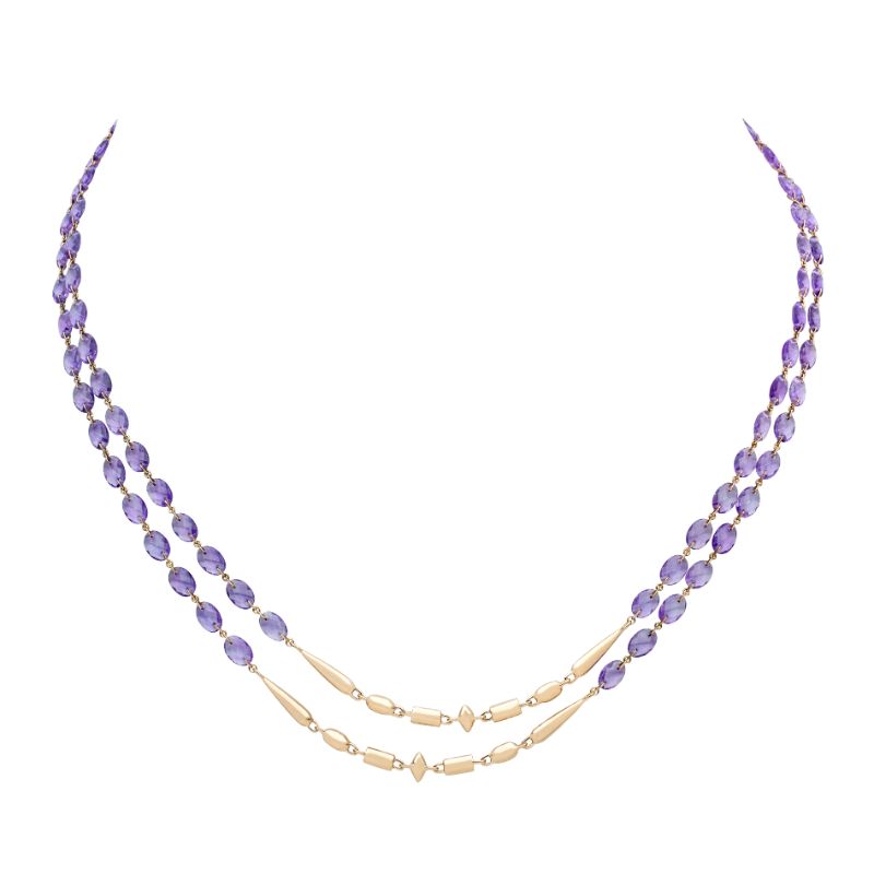 Etho Maria 18K Rose Gold Amethyst Long Necklace With Amethyst