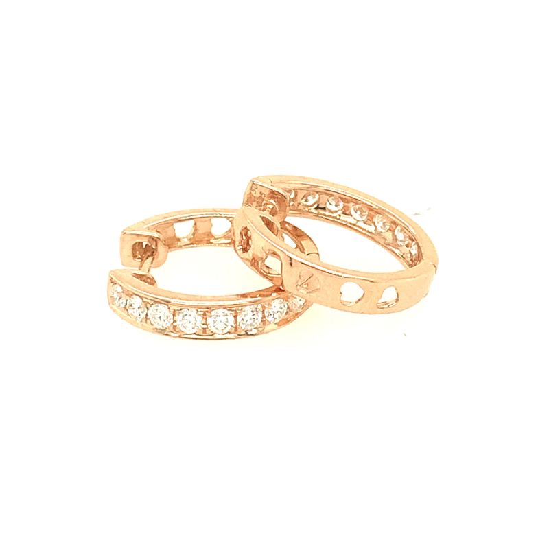 Lisa Nik 18k rose gold Sparkle hinged hoop earrings with diamonds weighing 0.28 carat total weight