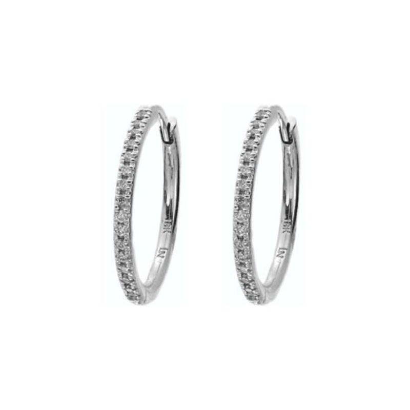 Lisa Nik 18k white gold Sparkle hinged hoop earrings with diamonds weighing 0.16 carat total weight