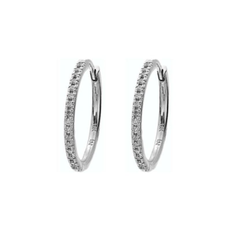 Lisa Nik 18k white gold Sparkle hinged hoop earrings with diamonds weighing 0.16 carat total weight